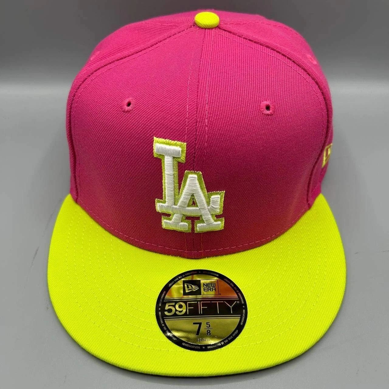 New Era Los Angeles LA Dodgers Hat Men 7 5/8 Pink MLB Fitted Cap New Size ONE SIZE - 2 Thumbnail