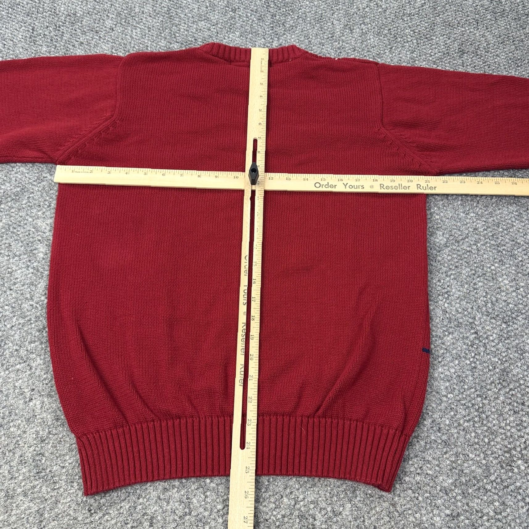 Oscar De La Renta Oscar de la Renta Sweater Mens M Red Windowpane Cable Knit Crewneck Cotton Size US M / EU 48-50 / 2 - 5 Thumbnail