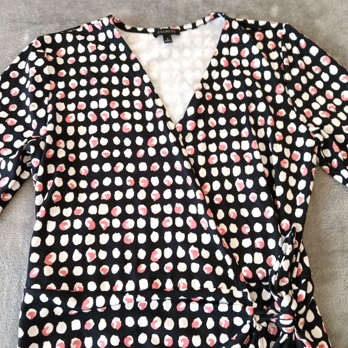 Talbots Talbots Dress S Black Pink Geometric Long Sleeve Wrap Midi V-Neck Pullover Womens Size S / US 4 / IT 40 - 3 Thumbnail