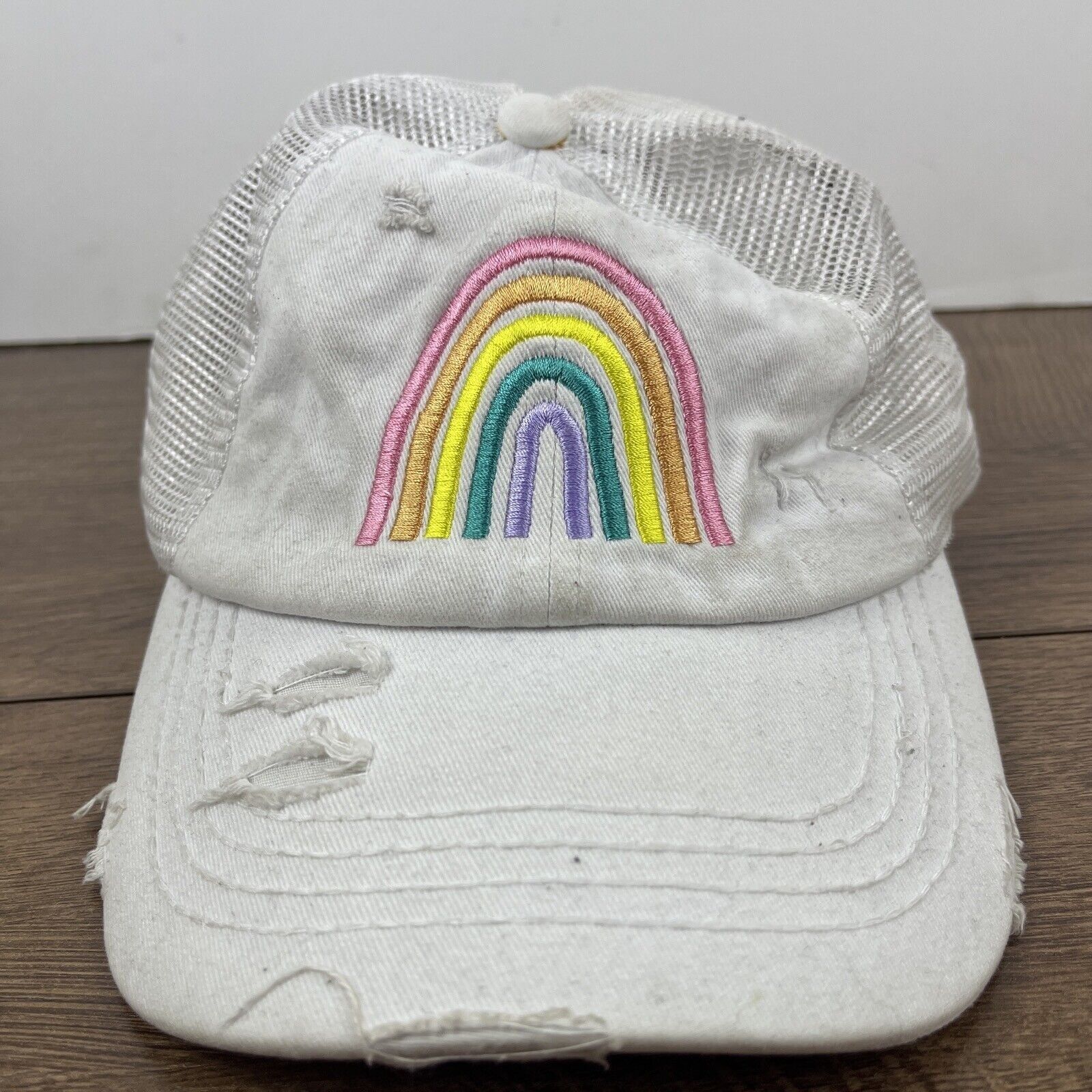Other Rainbow Hat Rainbow White Hat Adjustable Adult Size Hat Whit Size ONE SIZE - 4 Thumbnail