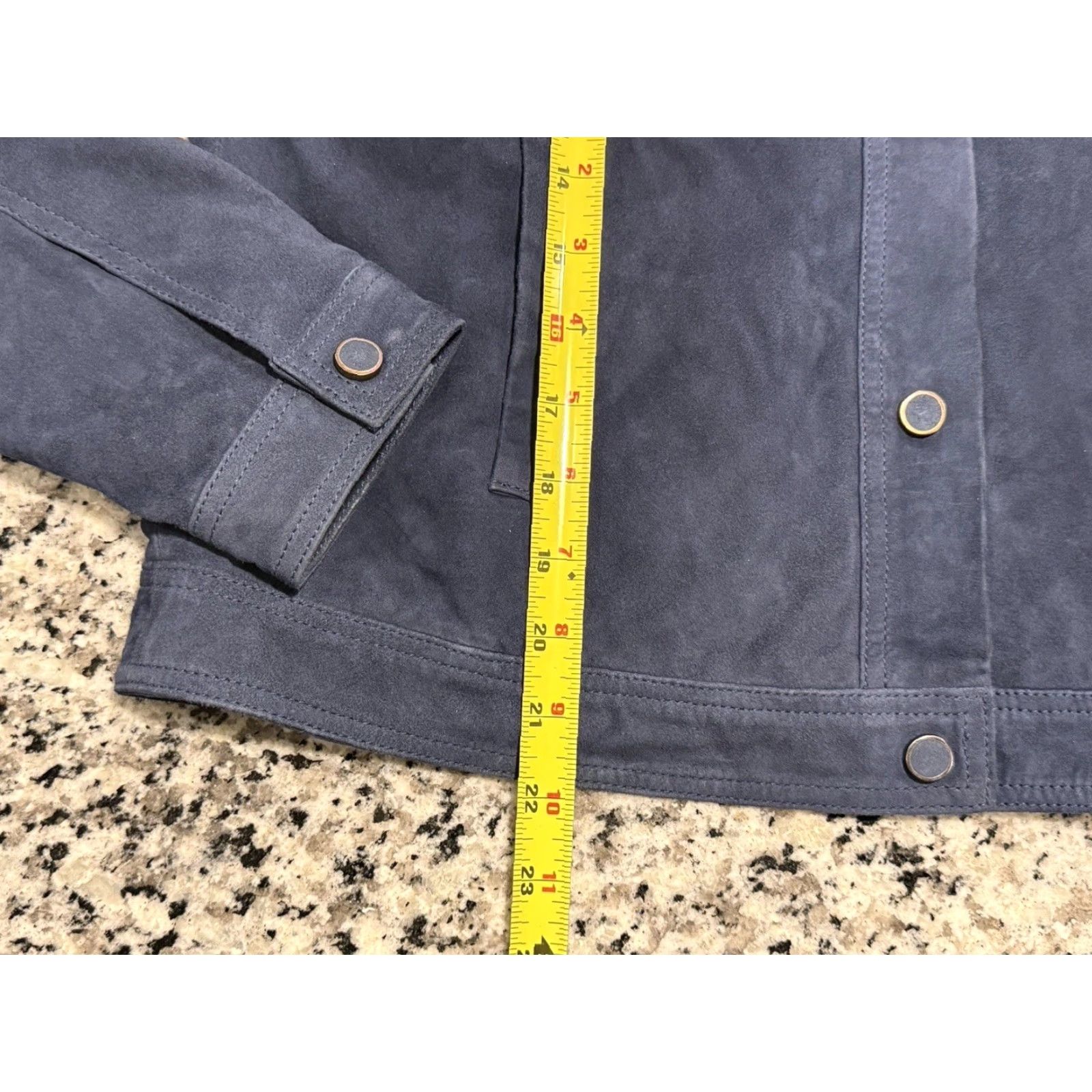 J.McLaughlin J.McLaughlin Jacket Women M Blue Goat Suede Leather Snaps Solid Basic Fall Winter Size M / US 6-8 / IT 42-44 - 2 Thumbnail