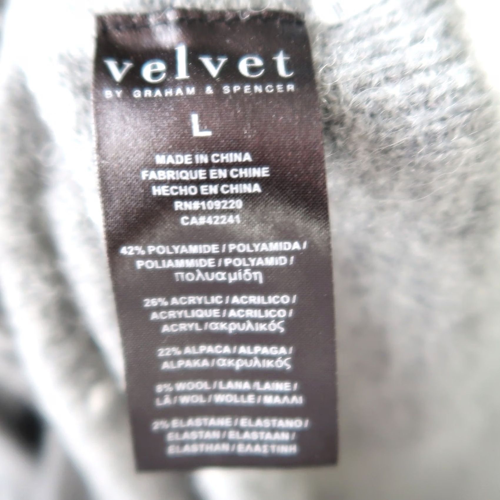 Velvet Velvet by Graham & Spencer Sweater Dress Wool Blend Knit V-Neck Long Sleeve Grey L Women, Knee Length, Fall Winter Spring Size L / US 10 / IT 46 - 6 Thumbnail