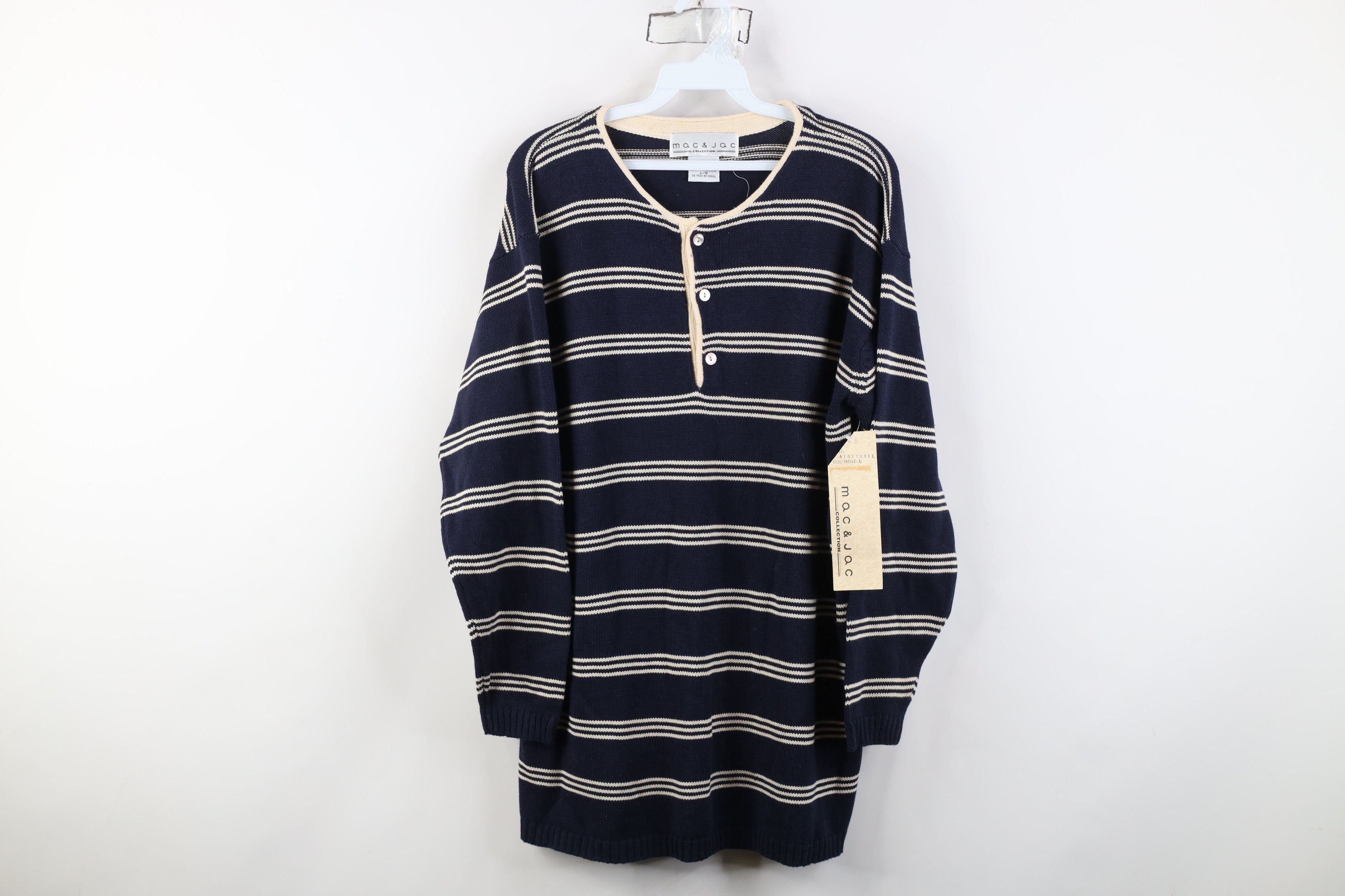 Vintage Deadstock Vintage 90s Streetwear Marled Knit Henley Sweater Size US L / EU 52-54 / 3 - 1 Thumbnail