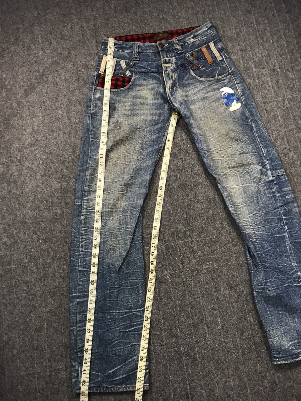 Japanese Brand Exit Zipper Indigo Denim Jeans Pants Double Waist Style Size US 30 / EU 46 - 16 Thumbnail