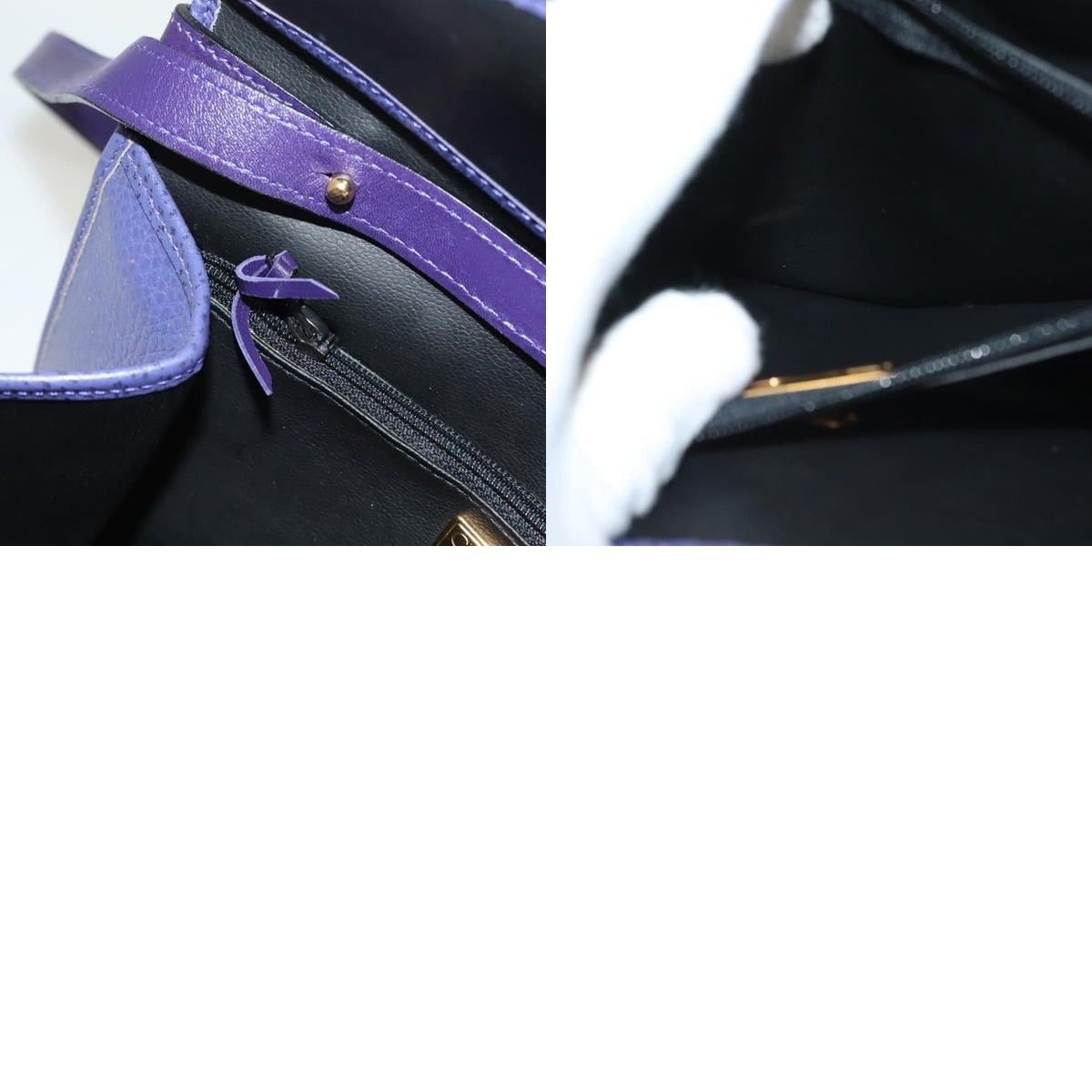 Dior DIOR Hand Bag Leather Gold Purple Gray Size ONE SIZE - 13 Thumbnail