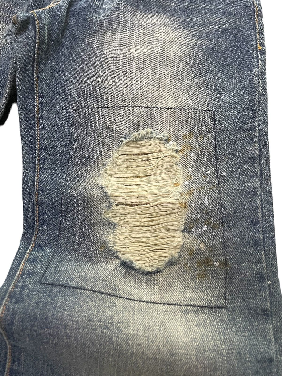 Zaero sail Japan Patch Work Distressed Dirty Blue Wash Jeans