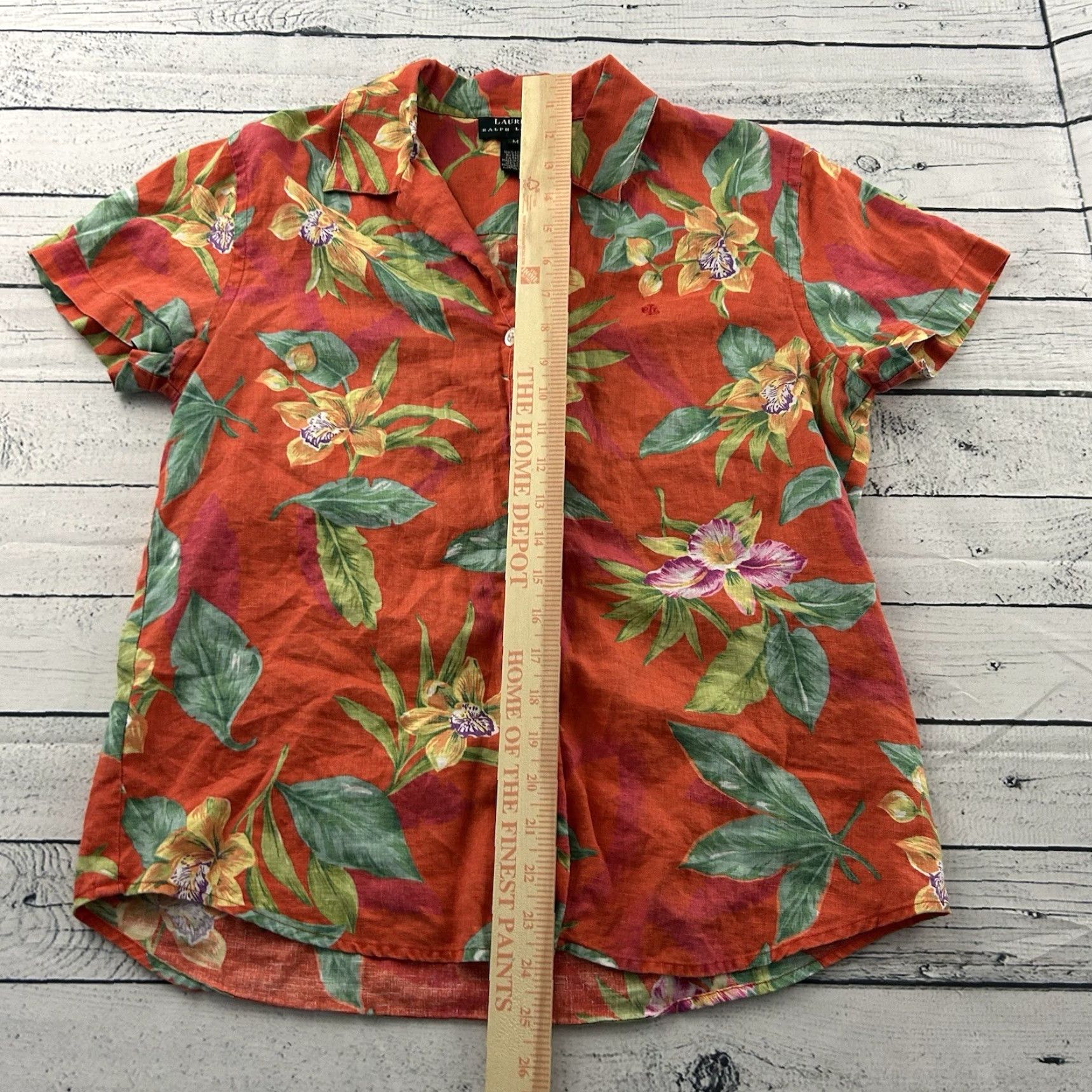 Ralph Lauren Lauren Ralph Lauren Floral Short Sleeve Button-Up Shirt Womens M Linen Multicolor Size M / US 6-8 / IT 42-44 - 3 Thumbnail
