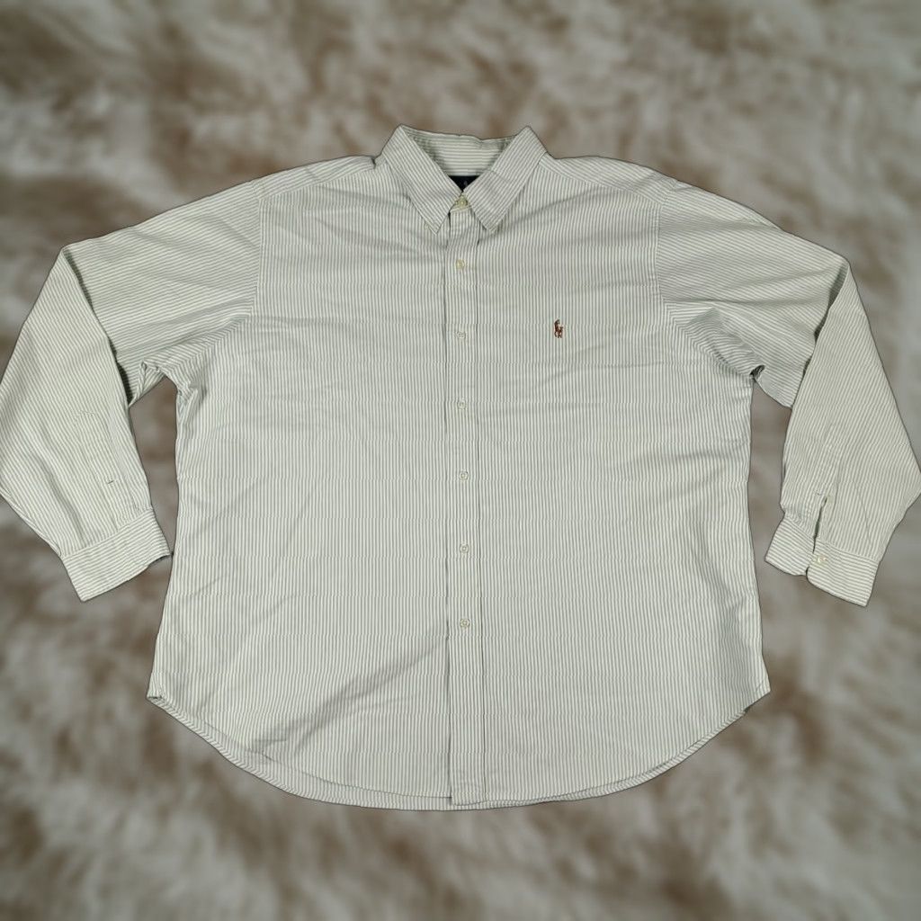 Ralph Lauren Ralph Lauren Shirt Mens 2XL Green White Striped Pony Button Up Long Sleeve Size US XXL / EU 58 / 5 - 1 Thumbnail