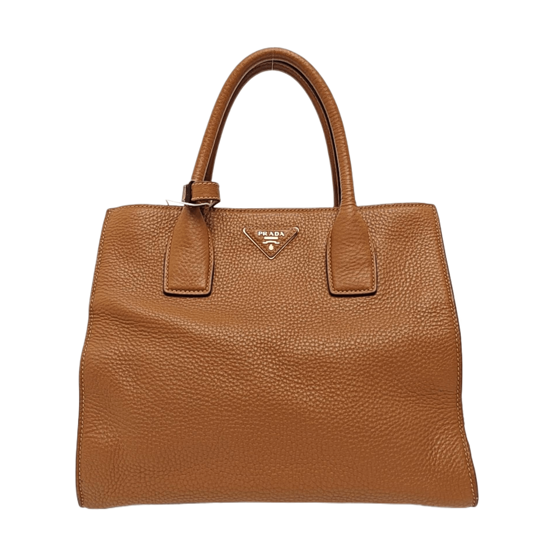 Prada Prada Brown Leather Logo Tote Bag Size ONE SIZE - 1 Thumbnail