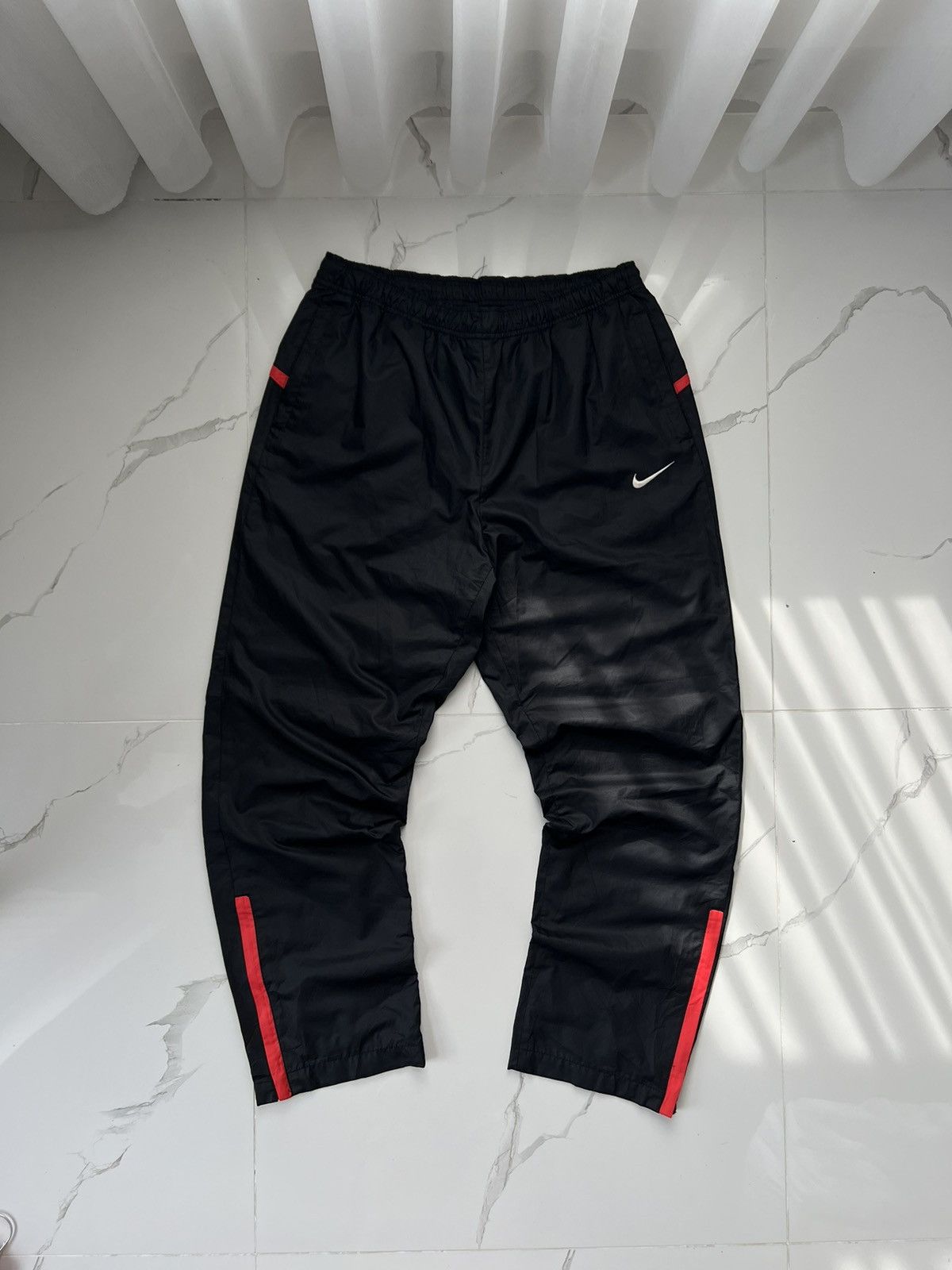 Nike × Vintage 90’s NIKE TEAM RETRO BAGGY TRACK PANTS Y2K BAGGY SWOOSH Size US 32 / EU 48 - 1 Thumbnail