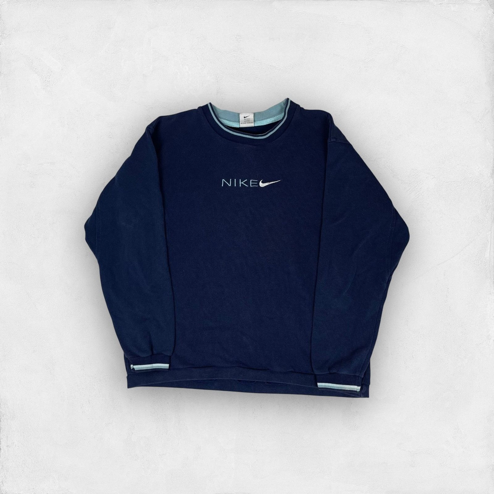 Nike × Vintage Nike Women's Blue Swoosh Pullover Sweatshirt Large (12-14) Size L / US 10 / IT 46 - 1 Thumbnail