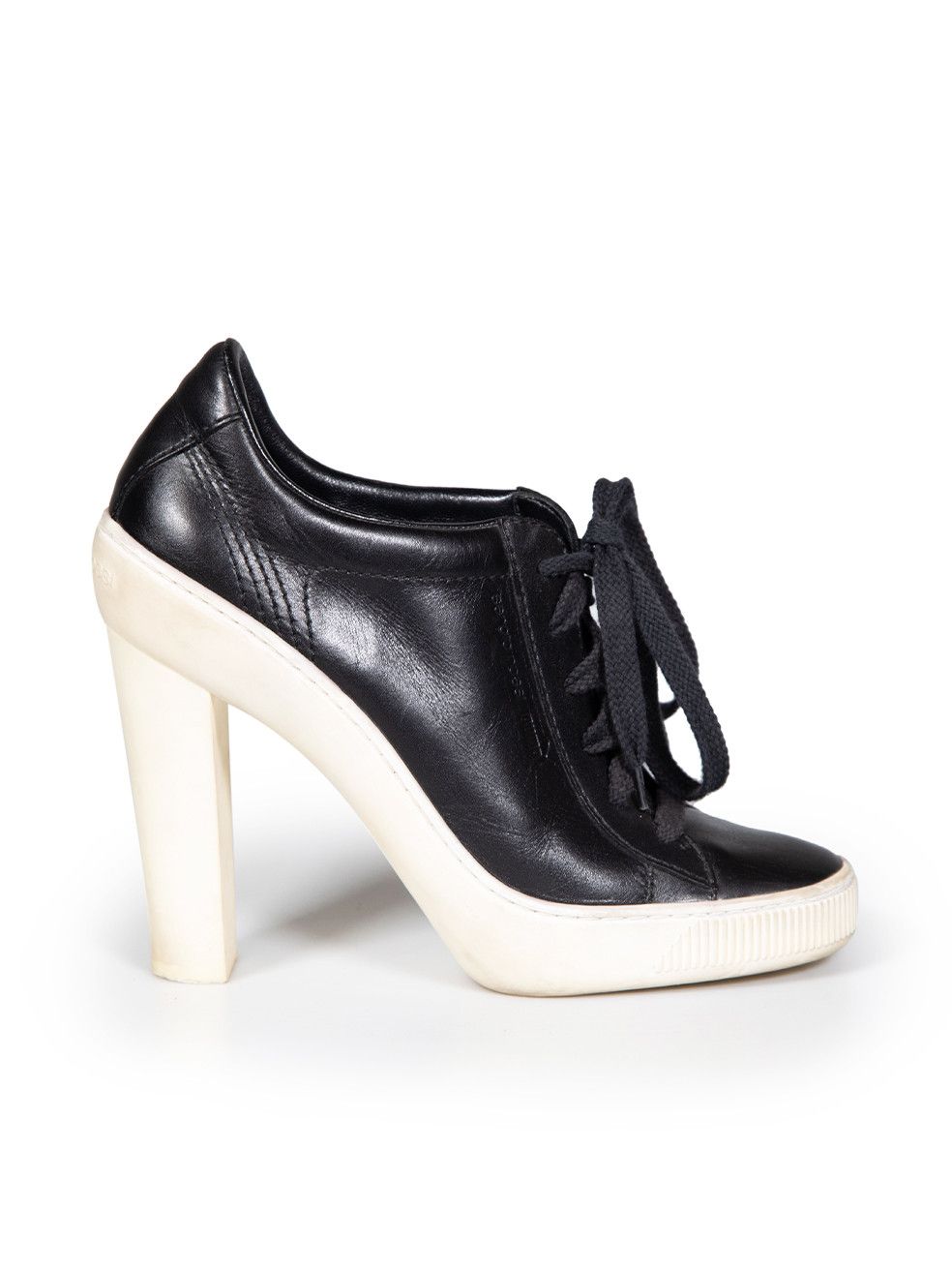 image of Sergio Rossi X Puma Black Leather High Heel Shoesed Trainers Shoes, Women's (Size 8)