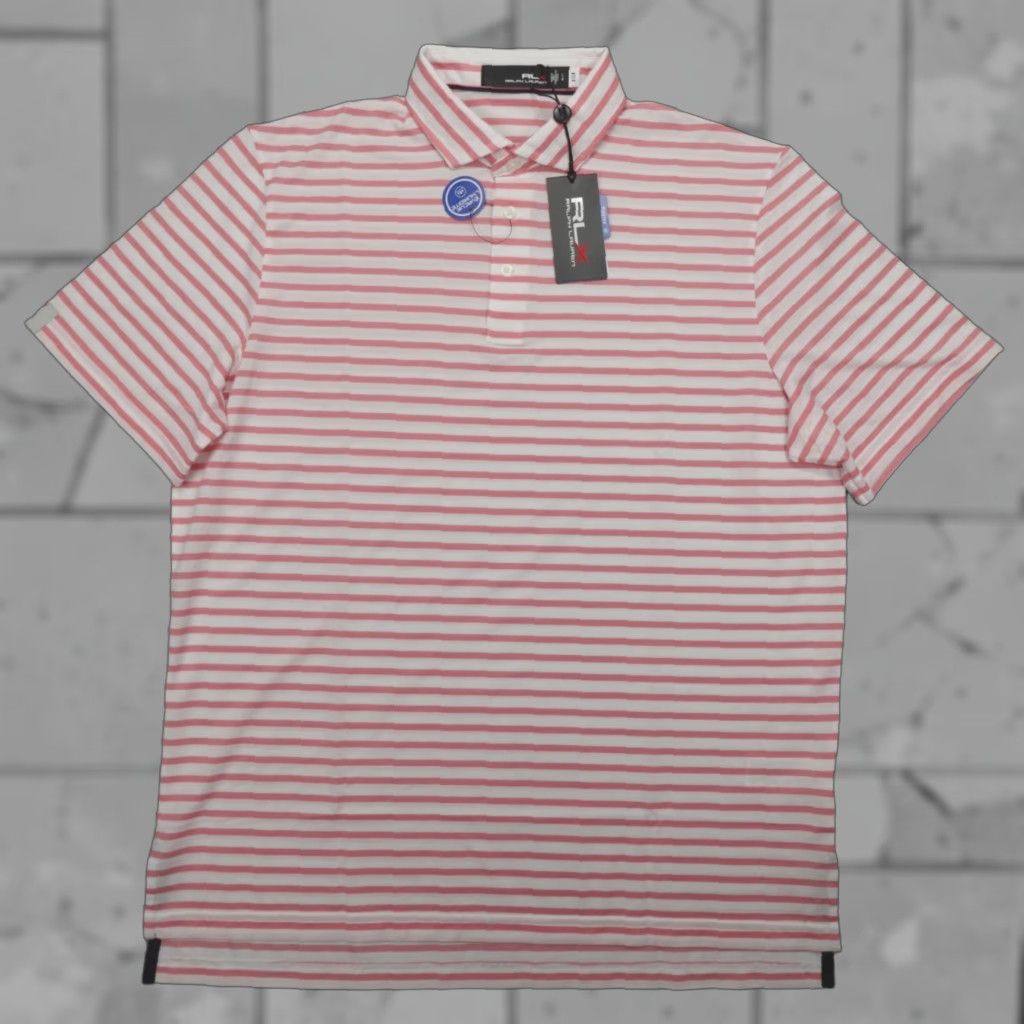 Ralph Lauren Ralph Lauren RLX Performance Golf Polo Shirt L Striped Wicking Lightweight Pink/White Men's Polo Shirt Shirt Mens Polo Shirt Size US L / EU 52-54 / 3 - 1 Thumbnail
