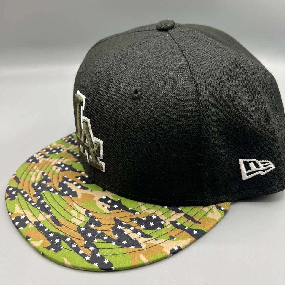 New Era Los Angeles LA Dodgers Hat Men 7 3/4 Black Camo MLB Fitted Size ONE SIZE - 3 Thumbnail
