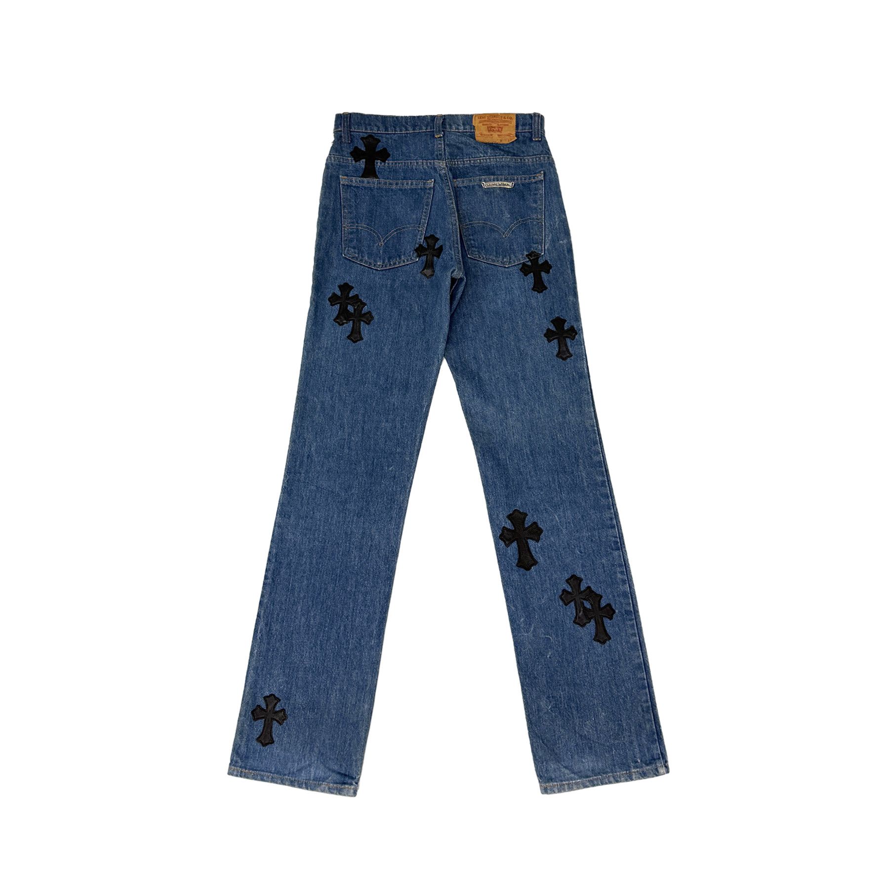 Chrome Hearts Chrome Hearts Levi's 517 Blue Cross Leather Patch Jeans Size 29" - 2 Thumbnail