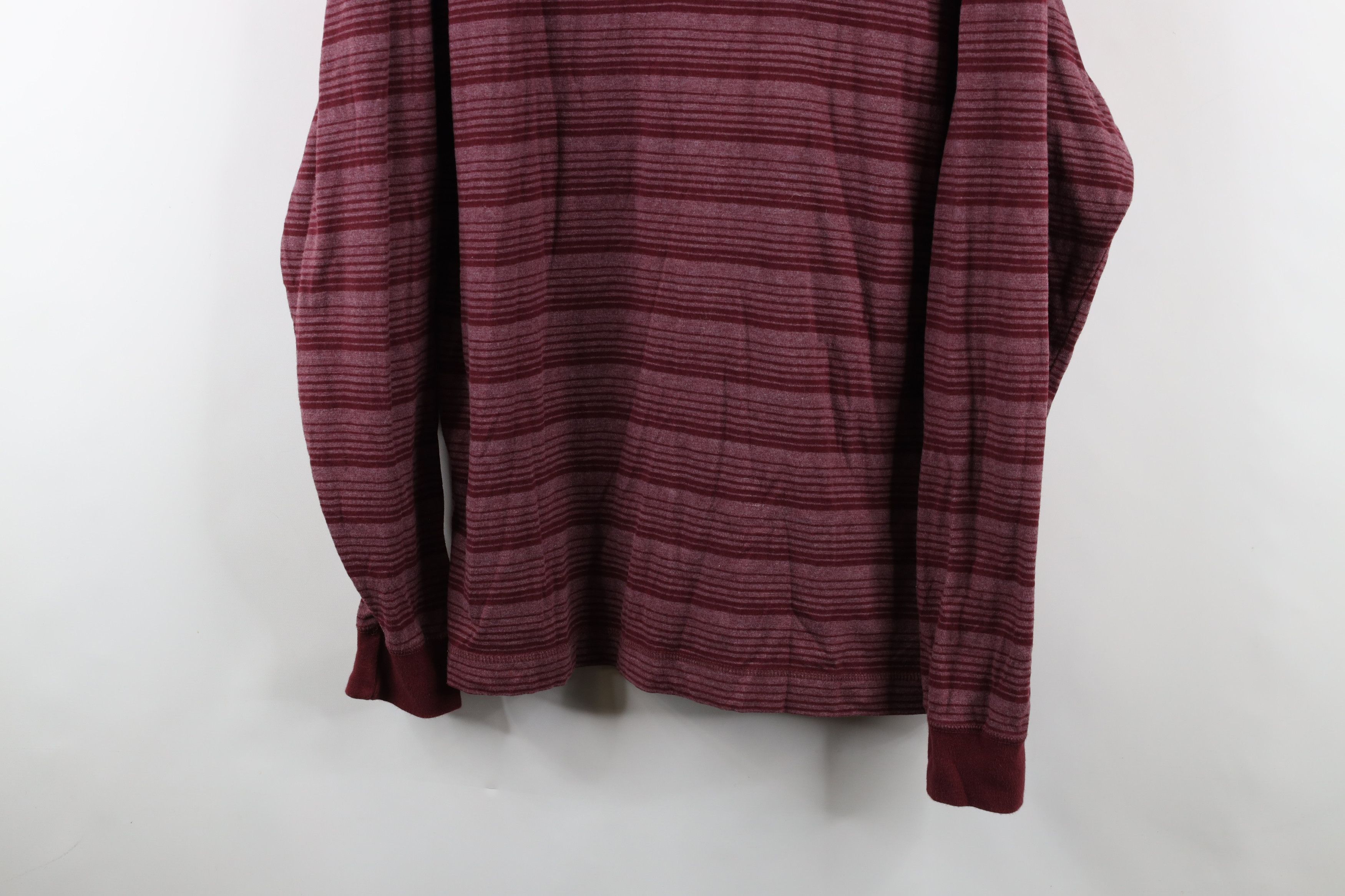 Levi's × Vintage Vintage 90s Levis Striped Long Sleeve Henley T-Shirt Red USA Size US XL / EU 56 / 4 - 3 Thumbnail