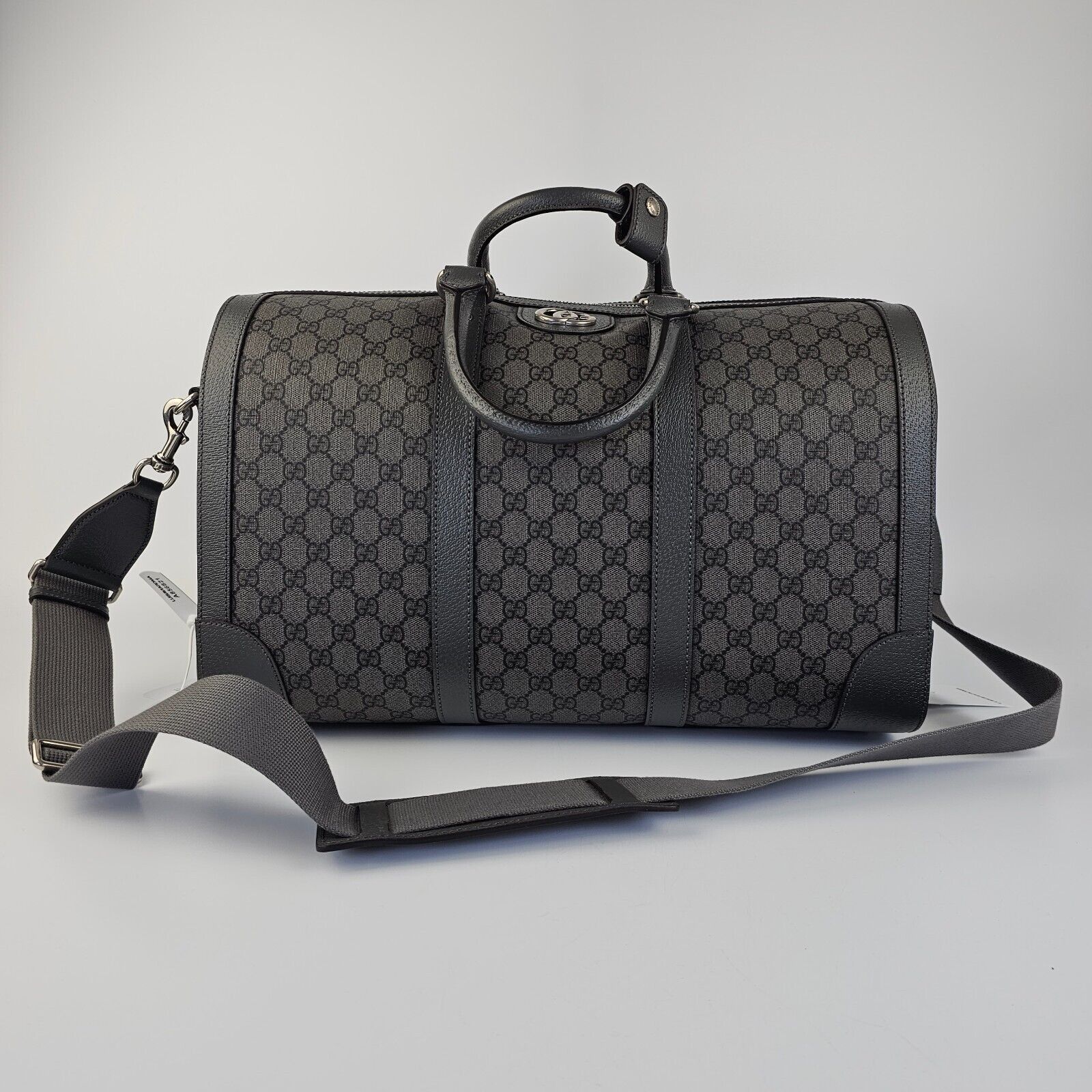 GUCCI Ophidia Medium GG Duffle Bag $2750 Grey/Black New