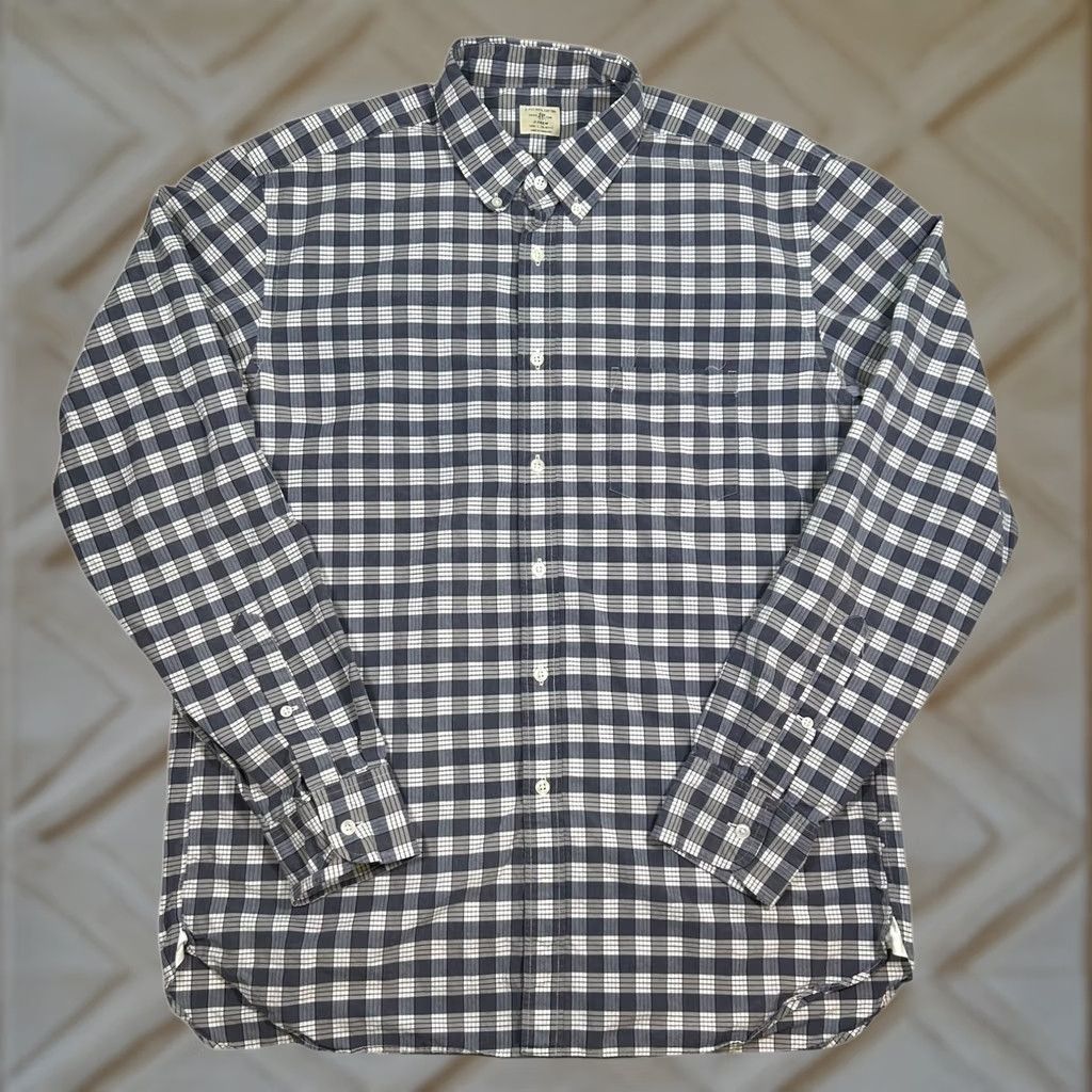 J.Crew J.CREW Plaid Button-Down Shirt Long Sleeve Cotton Blue White Mens Large L Shirt Size US L / EU 52-54 / 3 - 1 Thumbnail