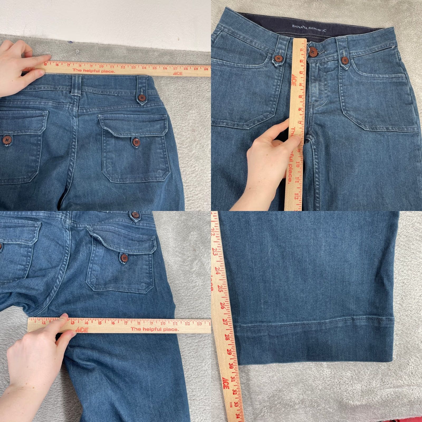 Banana Republic Banana Republic Jeans Womens 6 Tall Blue Wide Leg Patch Pocket Y2K Boho 2000s Jeans Size 28" / US 6 / IT 42 - 8 Thumbnail