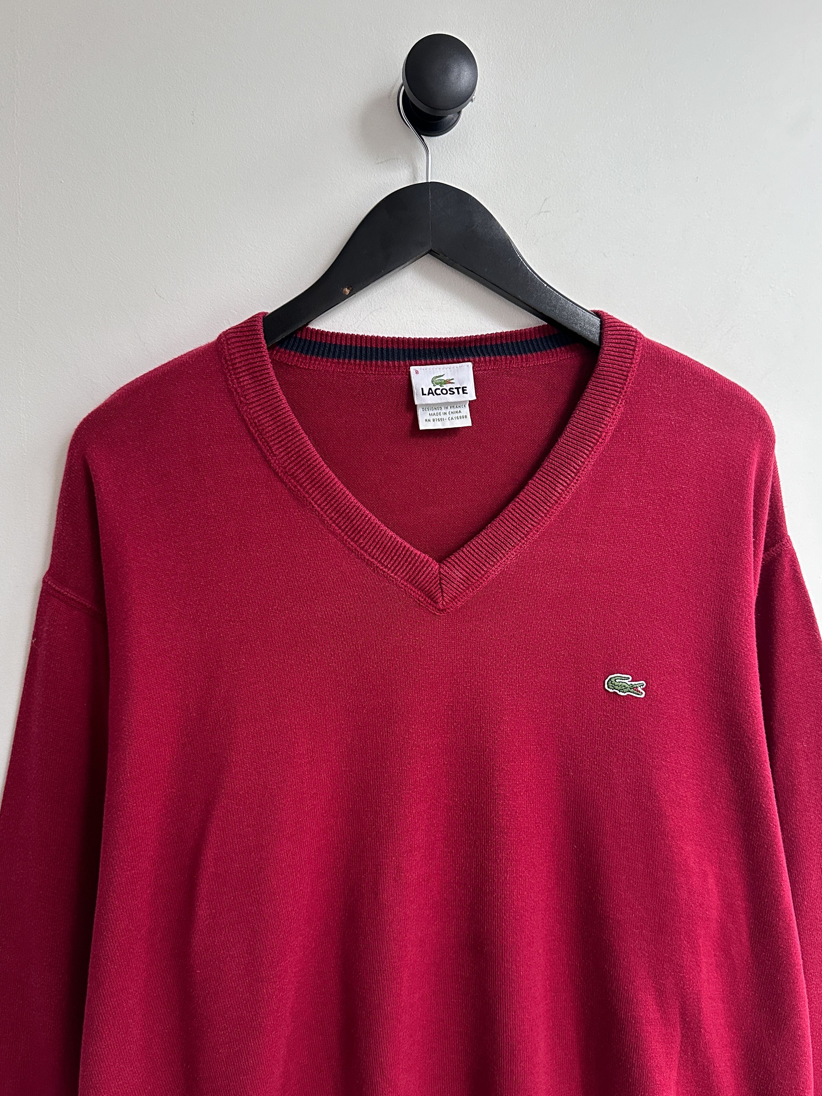 Lacoste Vintage Lacoste V Neck Sweater Jumper Pullover Size US XL / EU 56 / 4 - 2 Thumbnail