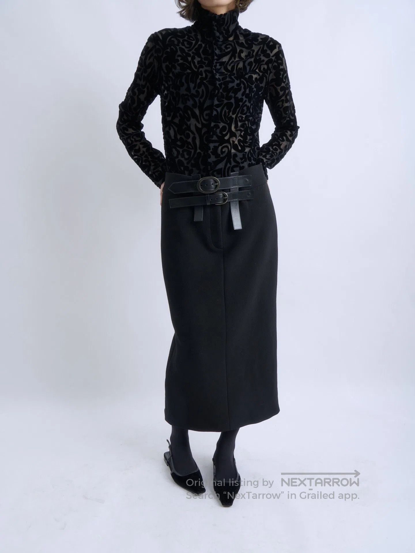 Tom Ford Tom Ford Double Belt Wool Midi Skirt. Size 31" - 7 Thumbnail