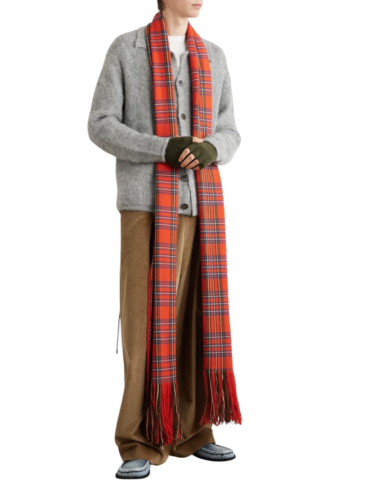 The Elder Statesman $2500 Cashmere Flame Tartan Scarf Size ONE SIZE - 2 Thumbnail