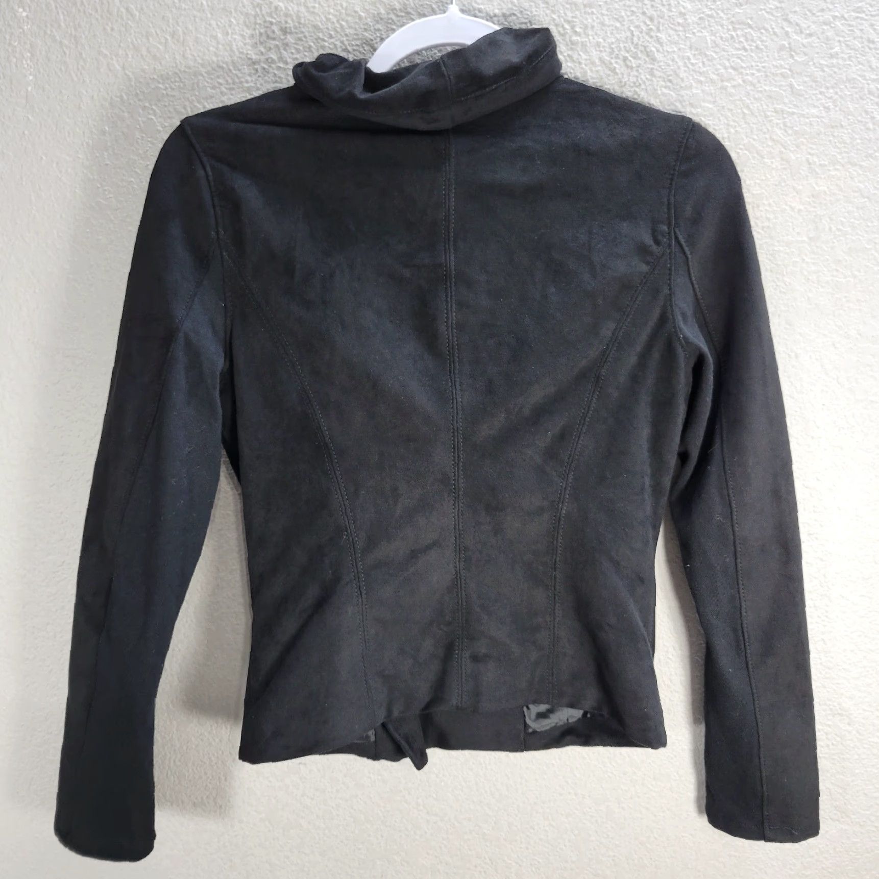 Vintage VINTAGE SL8 Women's Jacket Motorcycle Black XS Lined Faux Suede Zip Up Cowl Neck NWT Womens Size XS / US 0-2 / IT 36-38 - 7 Thumbnail