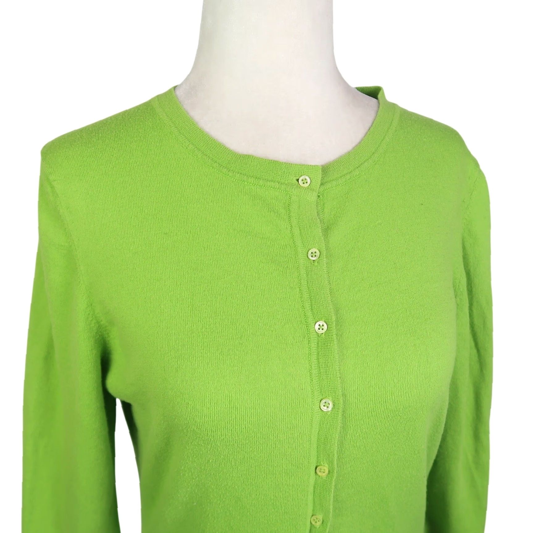 Express VINTAGE Express Cardigan Sweater 3/4 Sleeve Green Cotton Cashmere L Womens 90s Size L / US 10 / IT 46 - 2 Thumbnail