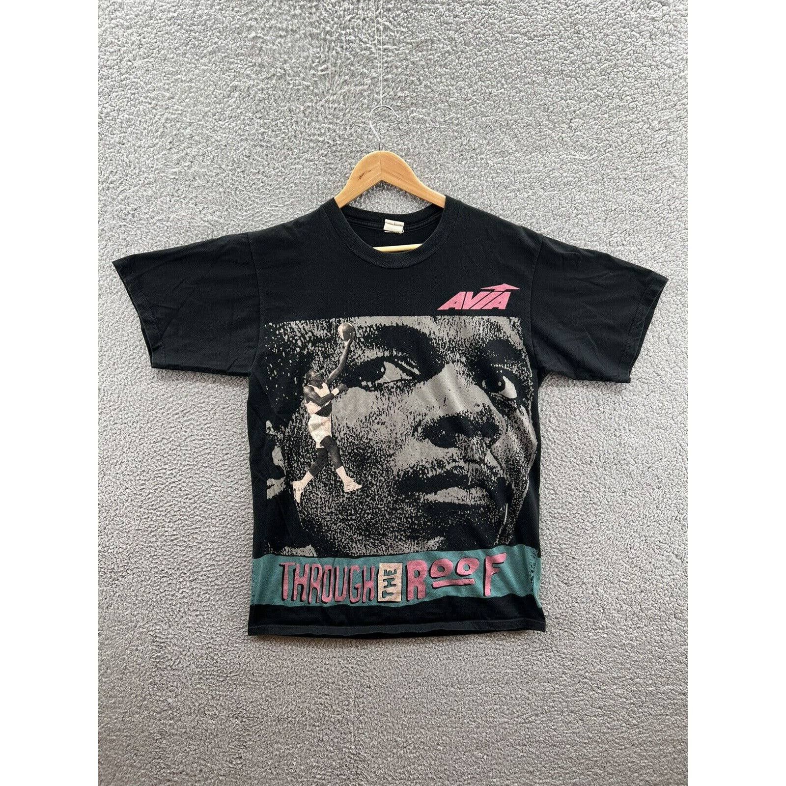 image of Avia 90's Clyde Drexler Basketball Face All Over Print Tee XL in Black, Men's