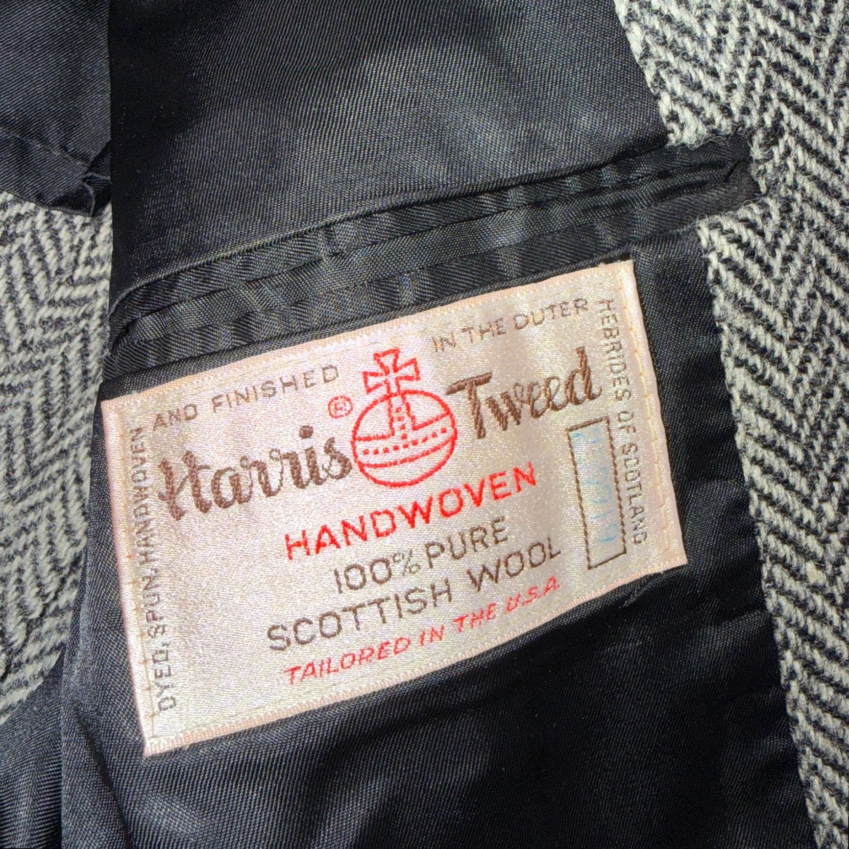 Stafford Harris Stafford Vintage 40 Blazer Gray Herringbone Wool Sport Coat USA Brown? Size 40R - 3 Thumbnail