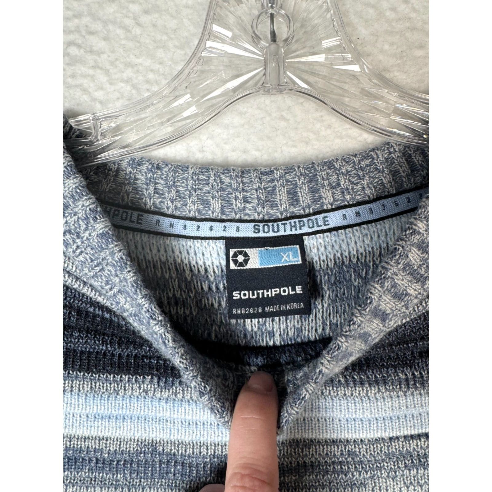 VINTAGE Southpole Sweater Mens XL Multi Striped Acrylic Crew Neck Pullover Knit Long Sleeve