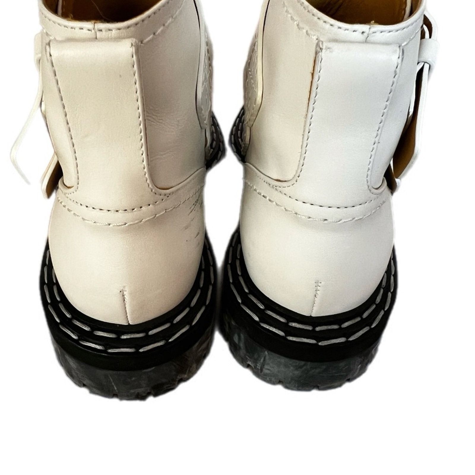 Proenza Schouler Proenza Schouler White Leather Ankle Combat Boots 37.5 $900 Size US 7 / IT 37 - 6 Thumbnail