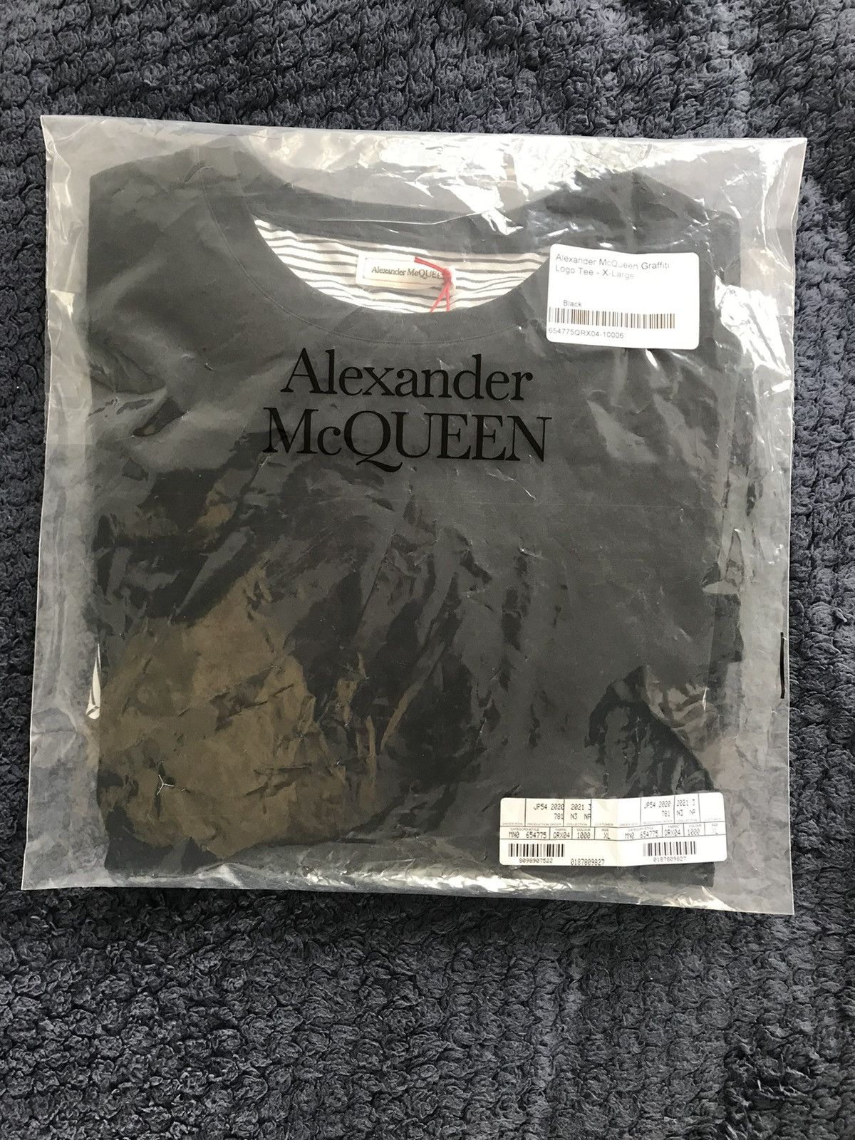 Alexander McQueen Black & White Stripped Graffiti T- Shirt Size US XL / EU 56 / 4 - 10 Thumbnail
