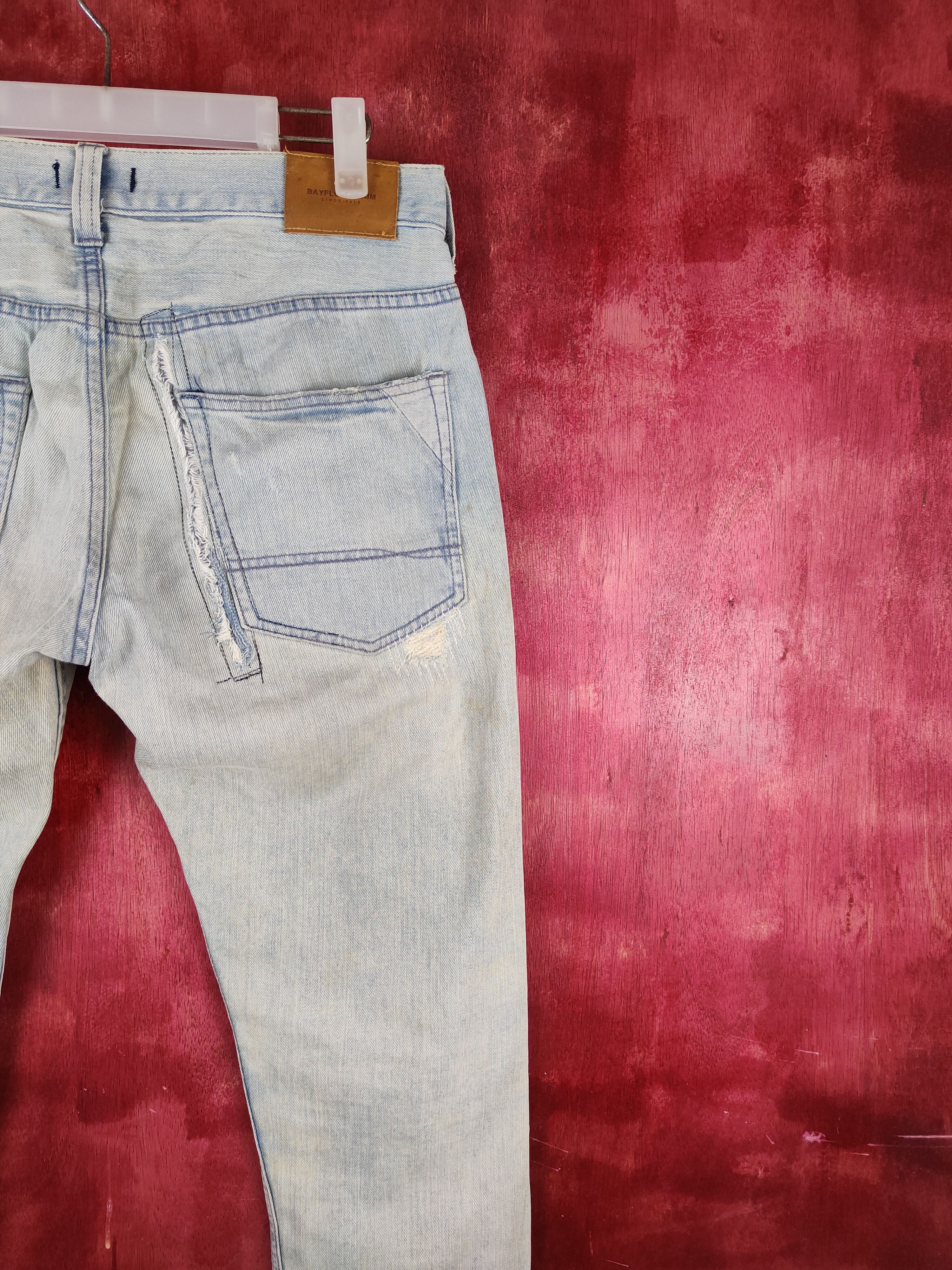 Japanese Brand Bayflow Blue Faded Distressed patchwork Denim #S1483 Size US 30 / EU 46 - 15 Thumbnail
