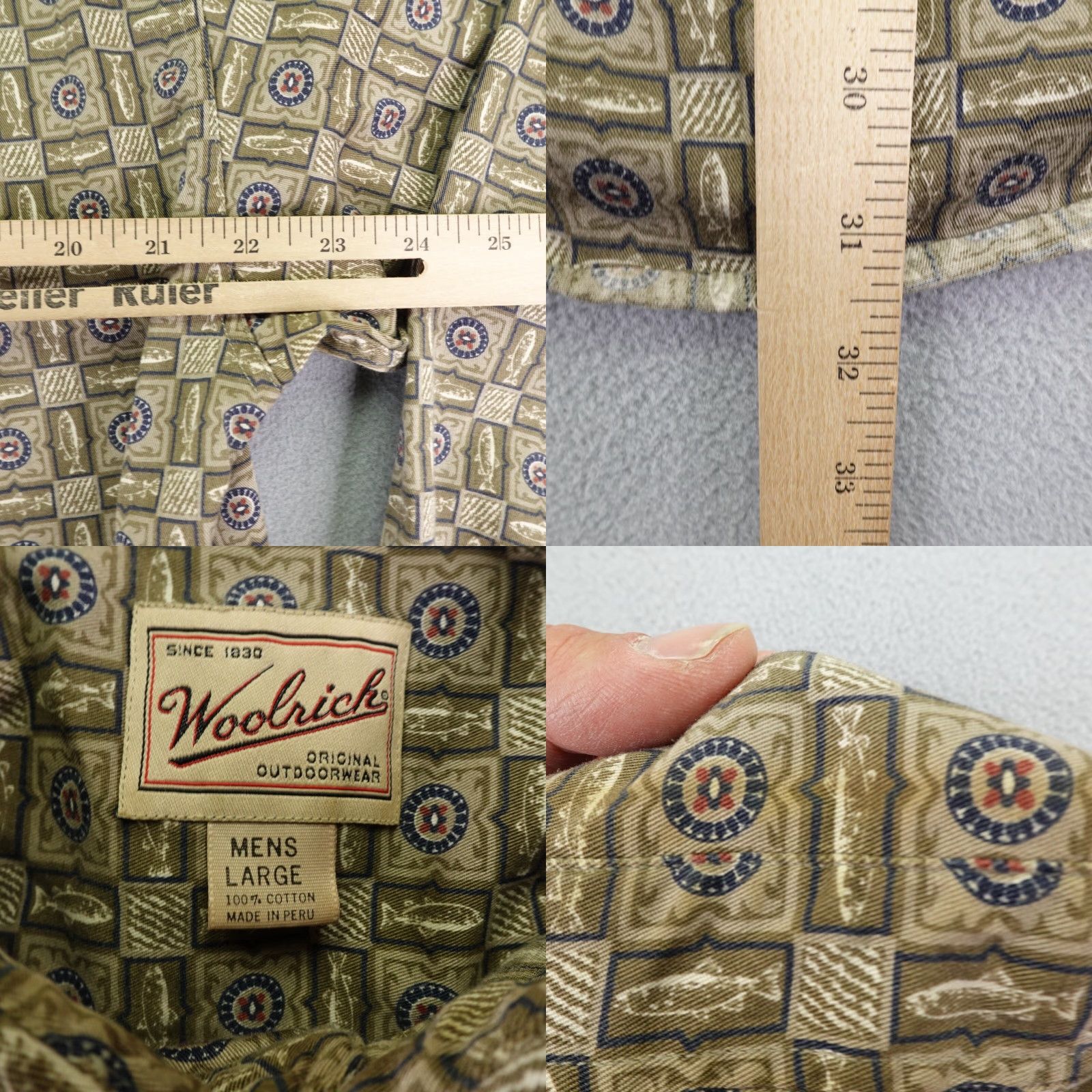 Vintage Woolrich Button-Up Shirt XL Brown Geometric Long Sleeve Outdoor Fishing Mens Size US XL / EU 56 / 4 - 8 Thumbnail