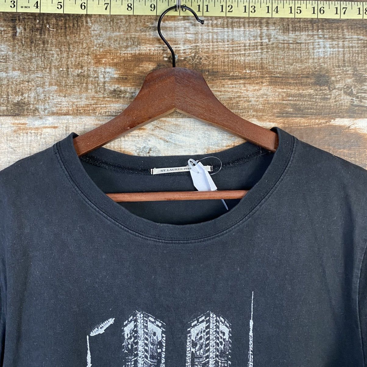 Vintage DL St Lauren 1976 Paris Black T-Shirt #C1186 Size M / US 6-8 / IT 42-44 - 4 Thumbnail