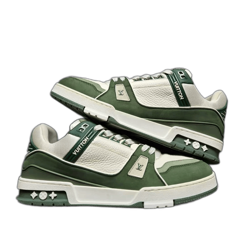 Louis Vuitton Louis Vuitton Trainer White Green Suede Size US 9 / EU 42 - 1 Thumbnail