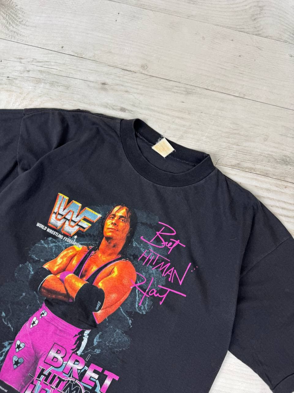 Vintage Vintage WWF 1992 Bret Hitman Hart T Shirt Wrestling Size US XL / EU 56 / 4 - 3 Thumbnail