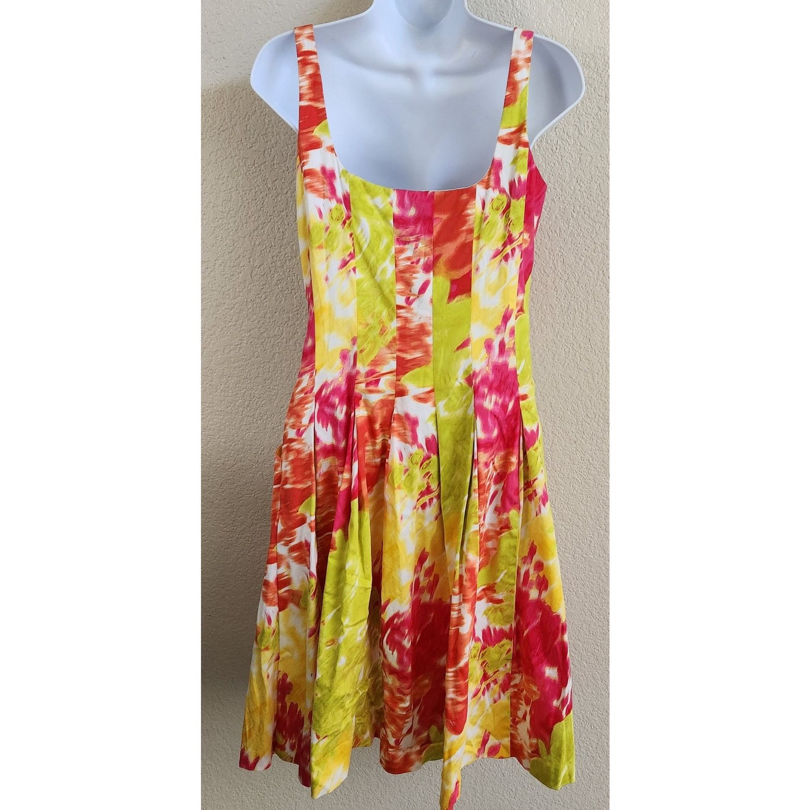Other American Living Orange Pink Lime Green Fit N Flare Dress 4 Size S / US 4 / IT 40 - 4 Thumbnail