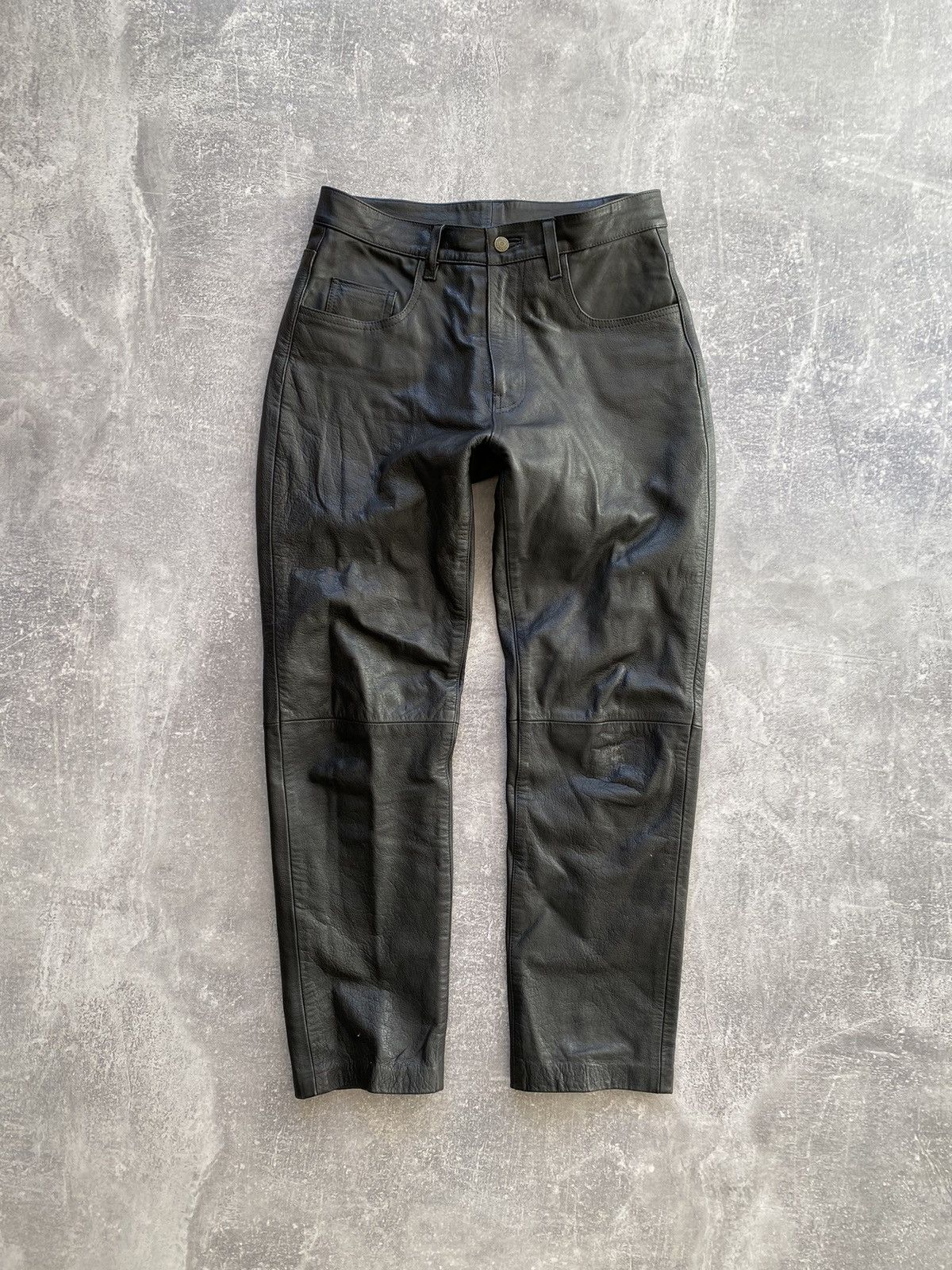 image of Genuine Leather x Moto Vintage Leather Moto Pants Biker in Black, Men's (Size 30)