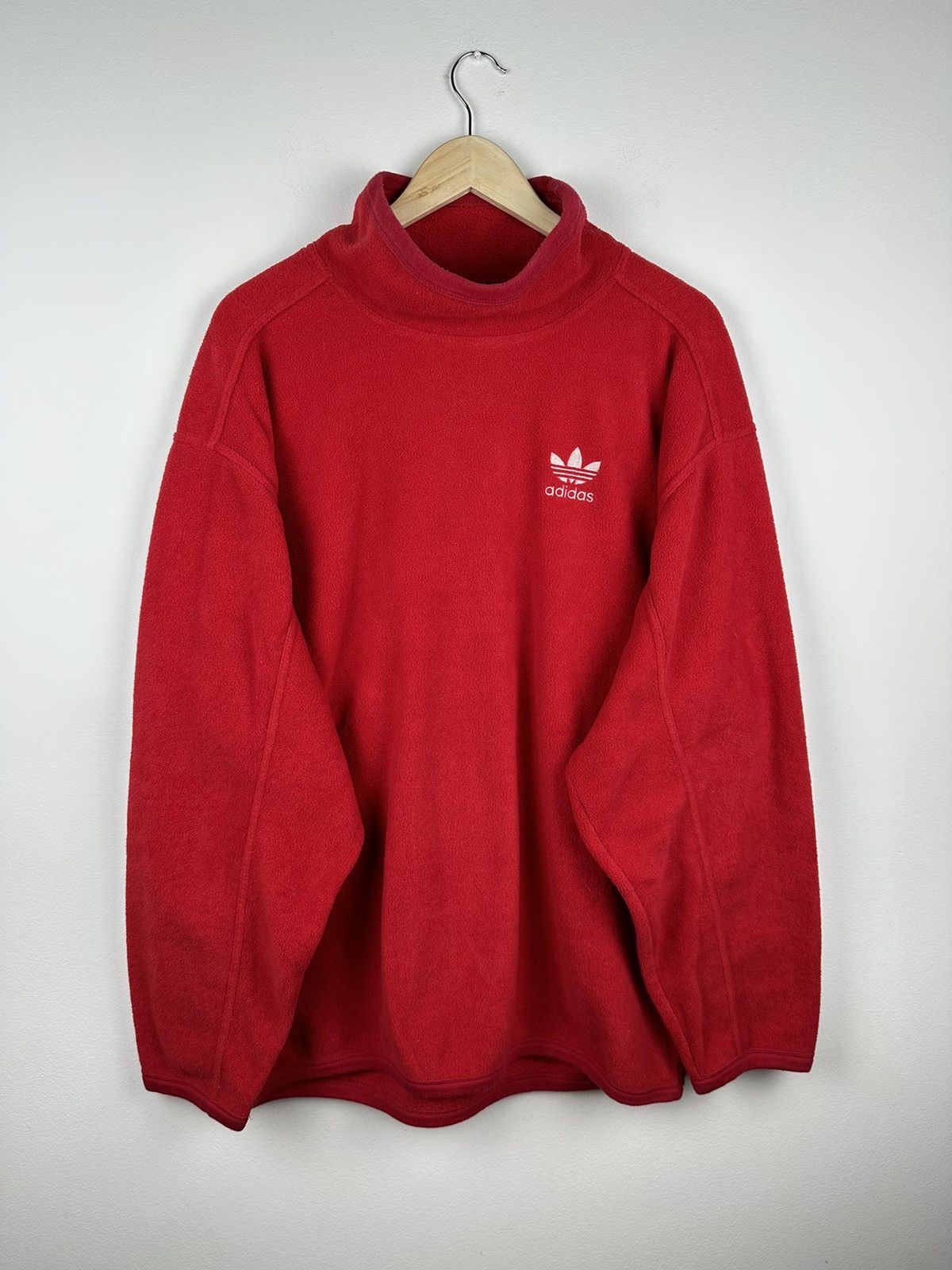 image of Adidas Fleece Turtleneck Trefoil in Red, Men's (Size 2XL)