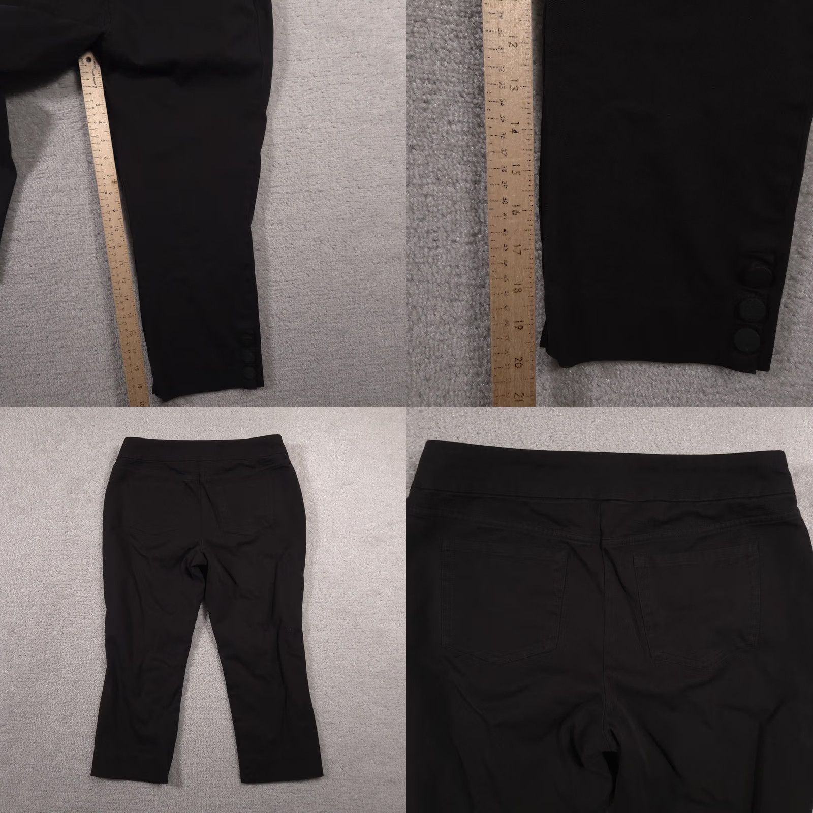 Soft Surroundings Soft Surroundings Pants Womens Petite Medium Black Pull On Cropped Tapered Knit Elastic Waist Pockets Button Hem 20in Inseam Size 32" / US 10 / IT 46 - 9 Thumbnail