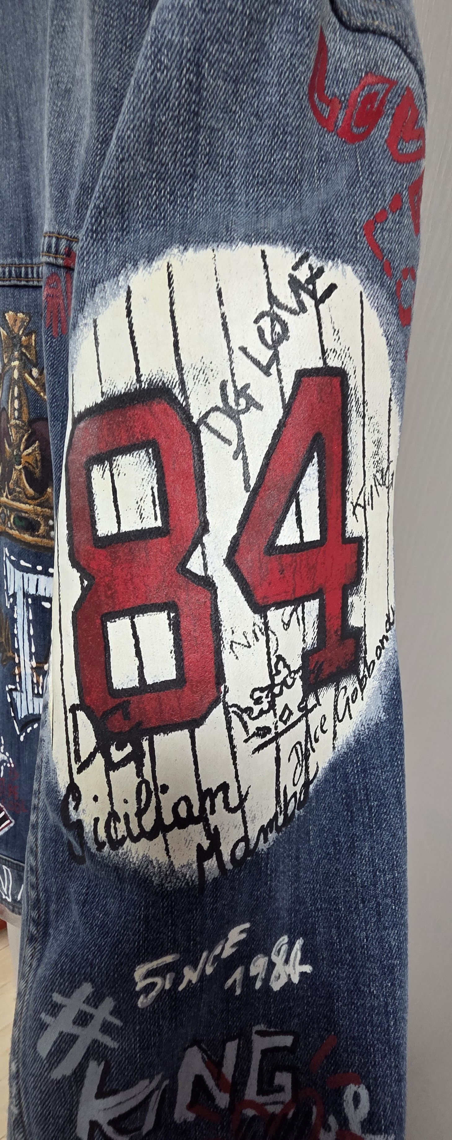 Dolce & Gabbana Dolce And Gabbana Blue Denim Drawing Jacket 48 Size!!! Size US M / EU 48-50 / 2 - 12 Thumbnail