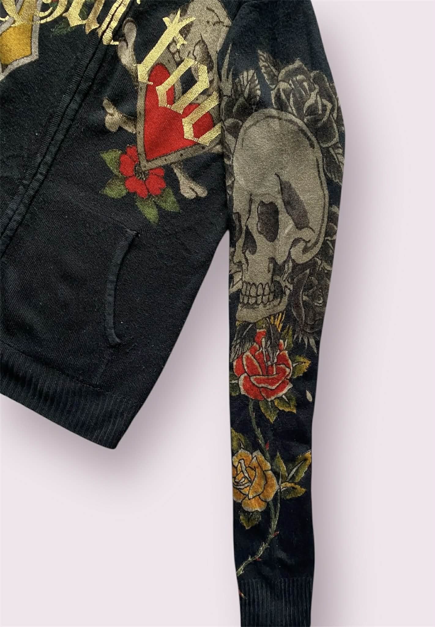 Ed Hardy Ed Hardy Black Tattoo Zip Up Hoodie Skull Heart Cross Size S / US 4 / IT 40 - 4 Thumbnail