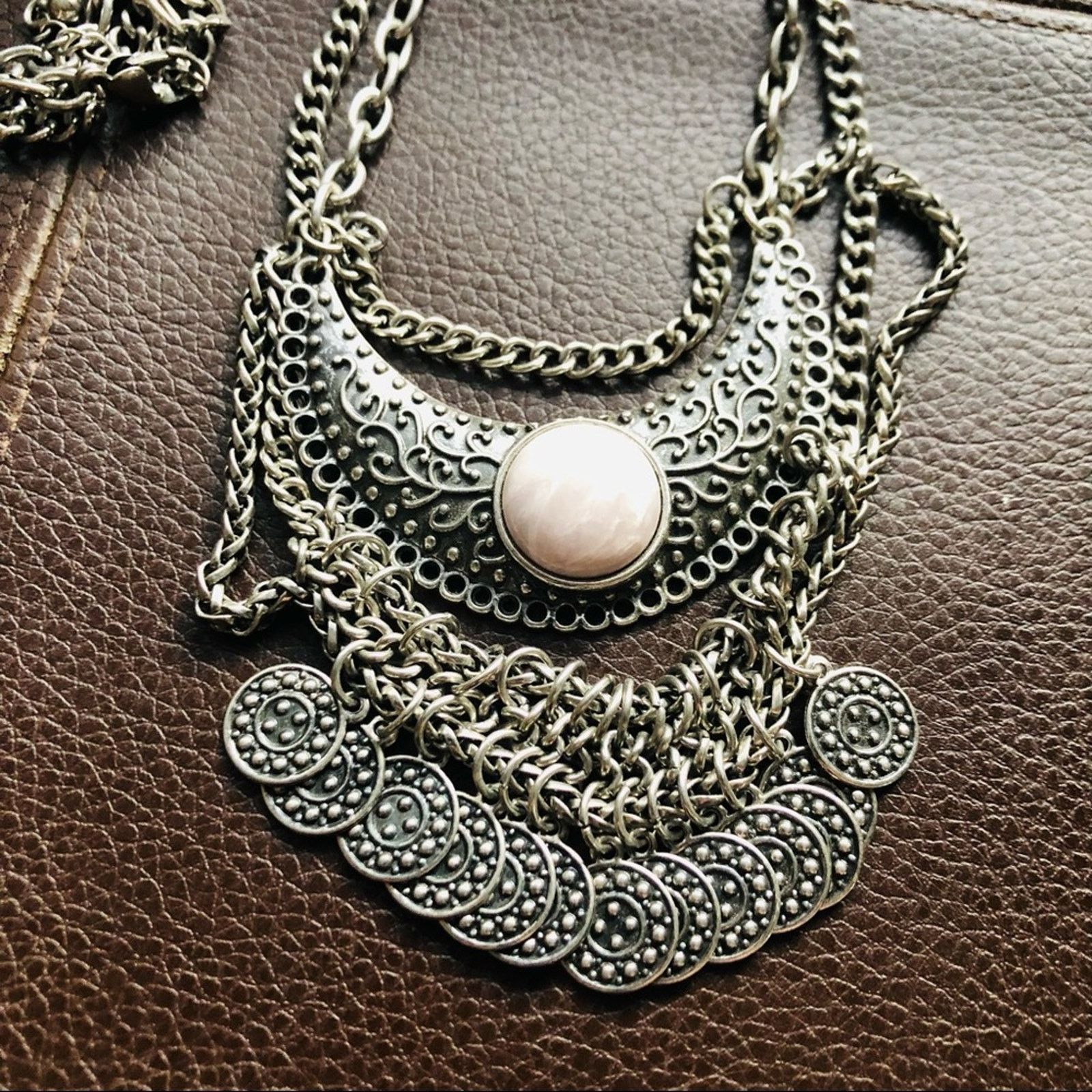Jewelry Double strand gray marble stone medallion jewelry set Size ONE SIZE - 6 Thumbnail