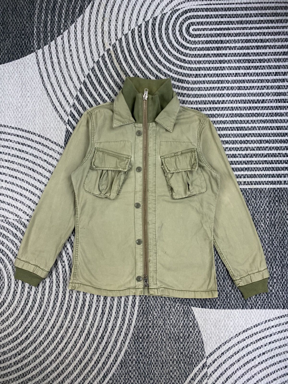 Vtg Back Number Army Style Zipper Jacket