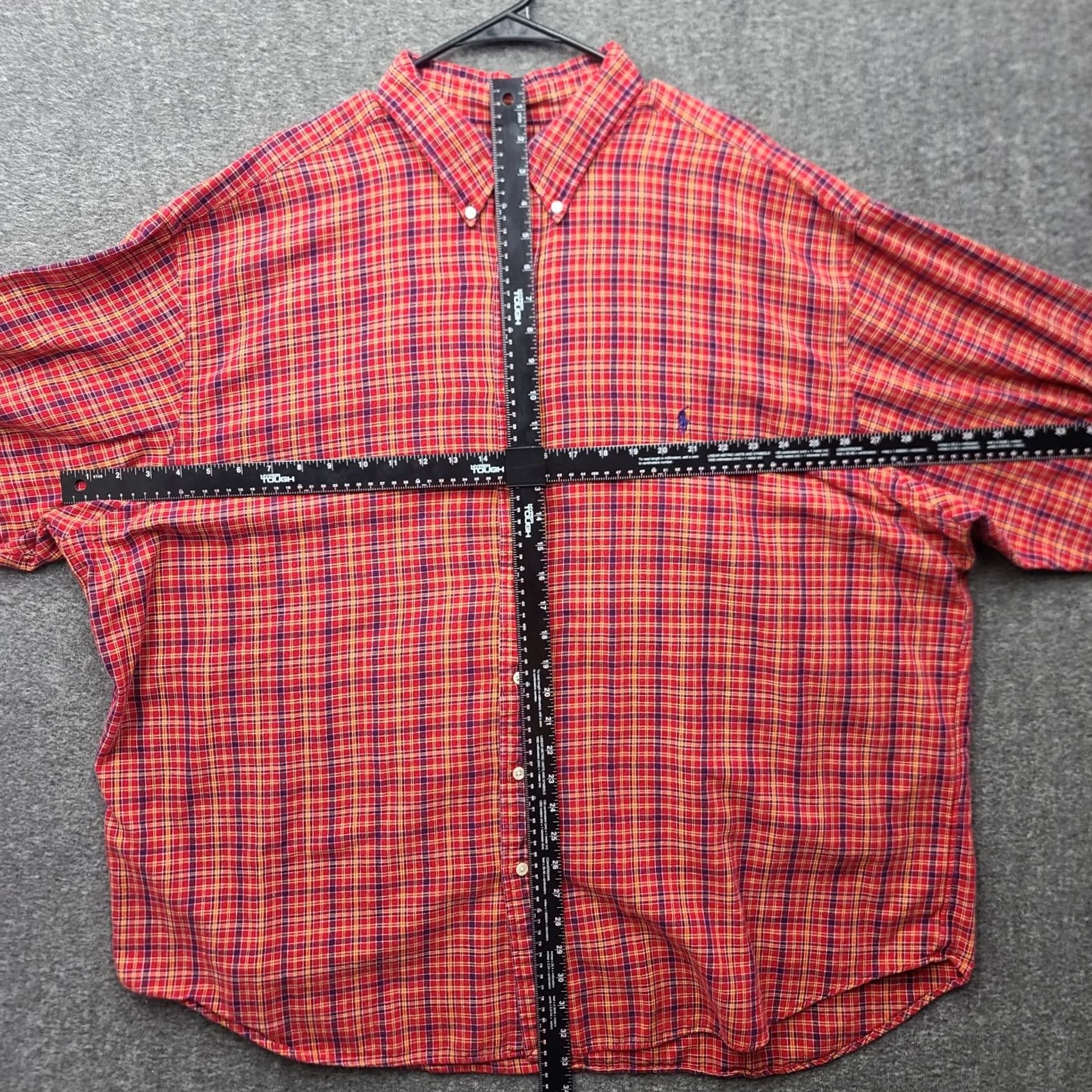 Polo Ralph Lauren VINTAGE Polo Ralph Lauren Shirt Big & Tall 3X Mens Plaid Button-Down Long Sleeve Collar Polo Pony Red/Yellow/Navy Size US XXL / EU 58 / 5 - 6 Thumbnail