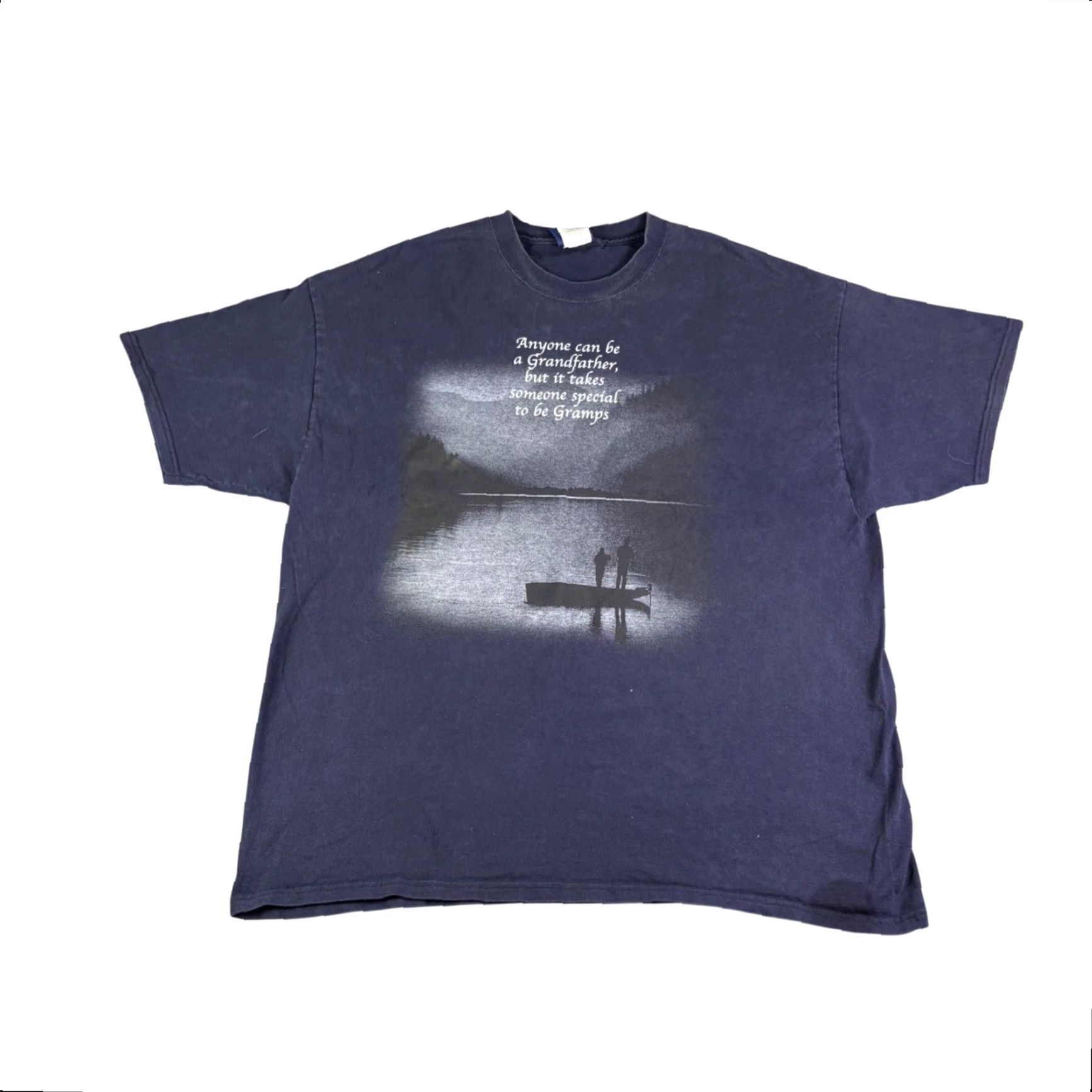 Vintage VINTAGE World's Greatest Dad Gramps Fishing T Shirt Navy Blue Mens XL Size US XL / EU 56 / 4 - 2 Thumbnail