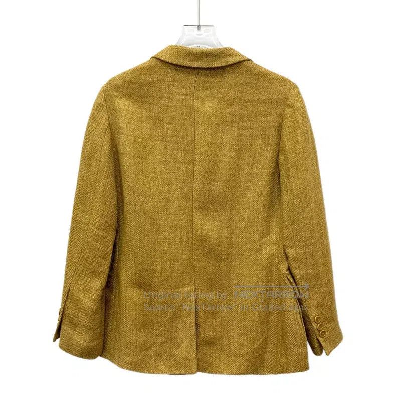 Loro Piana Loro Piana Yellow Linen Notched Collar Single-Breasted Lon Size XS / US 0-2 / IT 36-38 - 2 Thumbnail