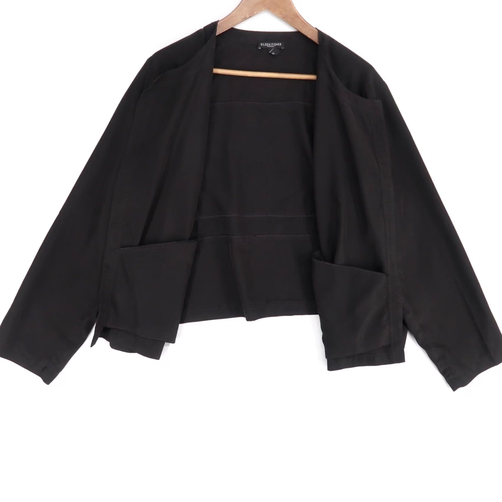 Eileen Fisher Eileen Fisher Jacket Womens 2X Black Open Front Collarless Tencel Lyocell Slim Casual Mens Womens Girls Boys Size XXL / US 16-18 / IT 52-54 - 3 Thumbnail